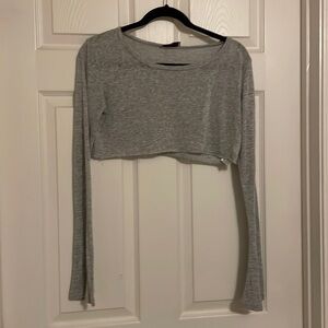 Edikted grey long sleeve crop top